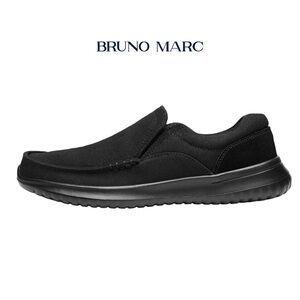 Bruno Marc Black Canvas Rubber Sole Slip On casual Comfy Shoes 12 Like New